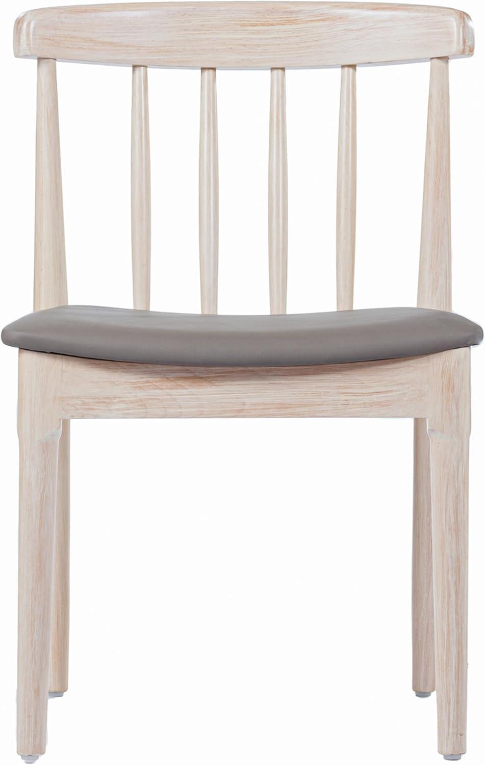 imageFlash Furniture Chester Solid Wood Dining Chair Commercial Grade Restaurant Chair with Curved Spindle Backrest and Vinyl Padded Seat Antique WhiteBeigeBrown Vinyl SeatAntique White Wood Frame