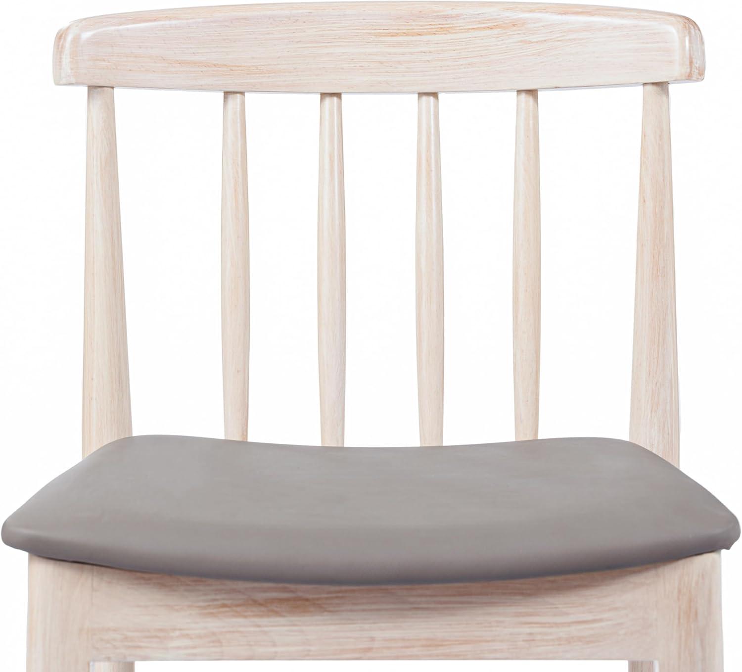imageFlash Furniture Chester Solid Wood Dining Chair Commercial Grade Restaurant Chair with Curved Spindle Backrest and Vinyl Padded Seat Antique WhiteBeigeBrown Vinyl SeatAntique White Wood Frame