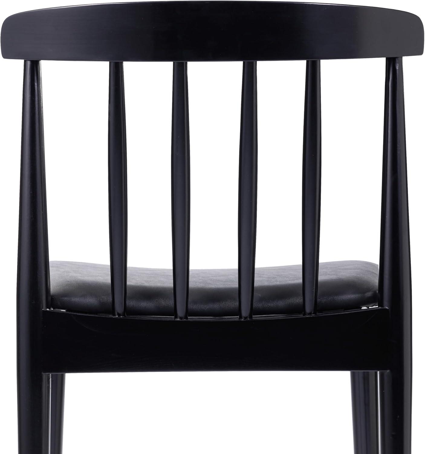 imageFlash Furniture Chester Solid Wood Dining Chair Commercial Grade Restaurant Chair with Curved Spindle Backrest and Vinyl Padded Seat Antique WhiteBeigeBlack Vinyl SeatBlack Wood Frame