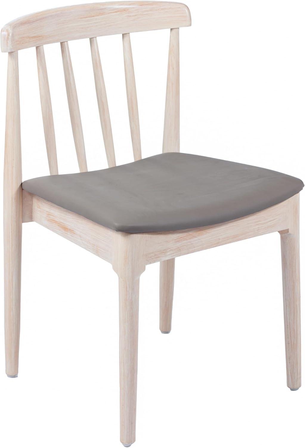 imageFlash Furniture Chester Solid Wood Dining Chair Commercial Grade Restaurant Chair with Curved Spindle Backrest and Vinyl Padded Seat Antique WhiteBeigeBrown Vinyl SeatAntique White Wood Frame