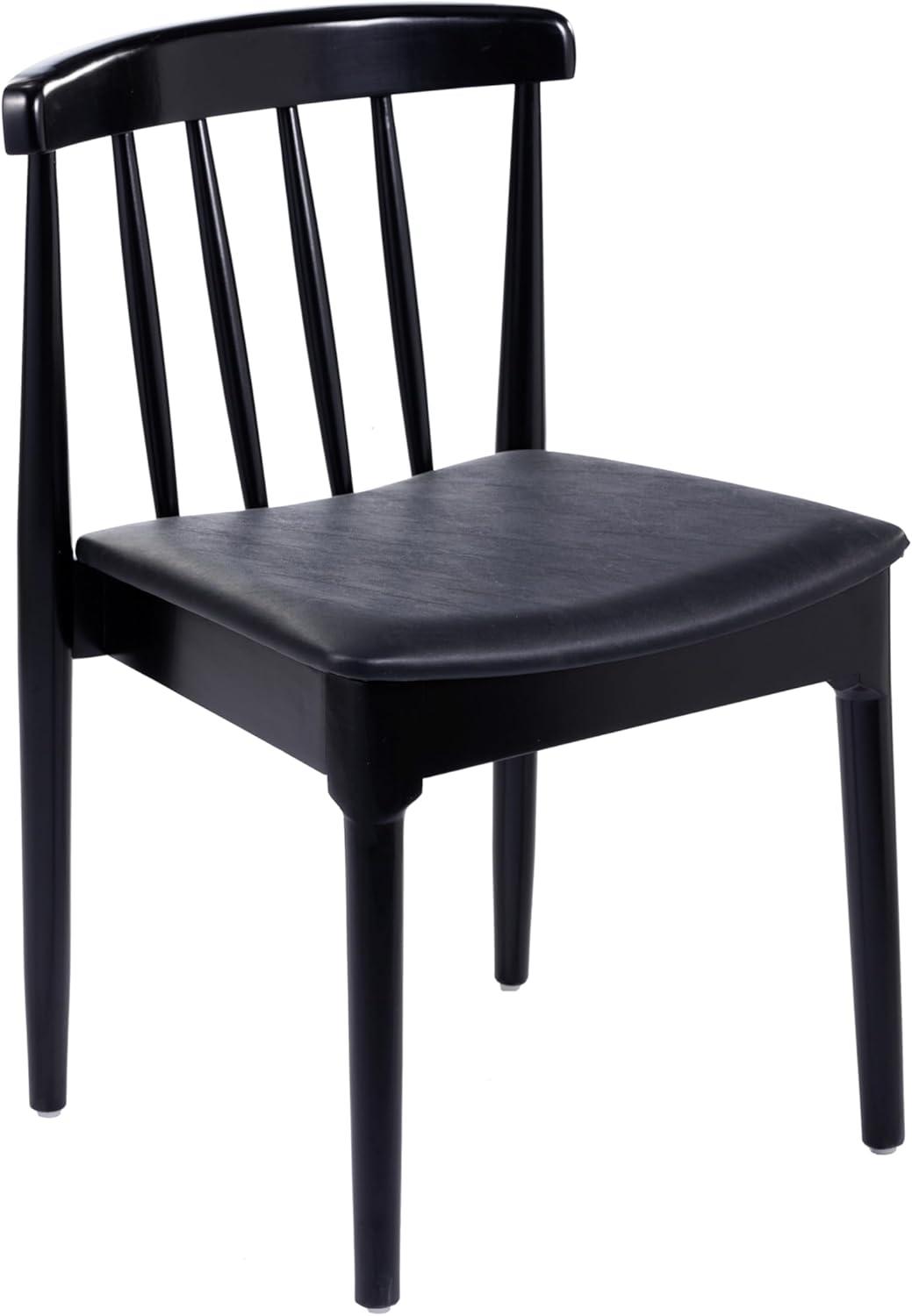 imageFlash Furniture Chester Solid Wood Dining Chair Commercial Grade Restaurant Chair with Curved Spindle Backrest and Vinyl Padded Seat Antique WhiteBeigeBlack Vinyl SeatBlack Wood Frame