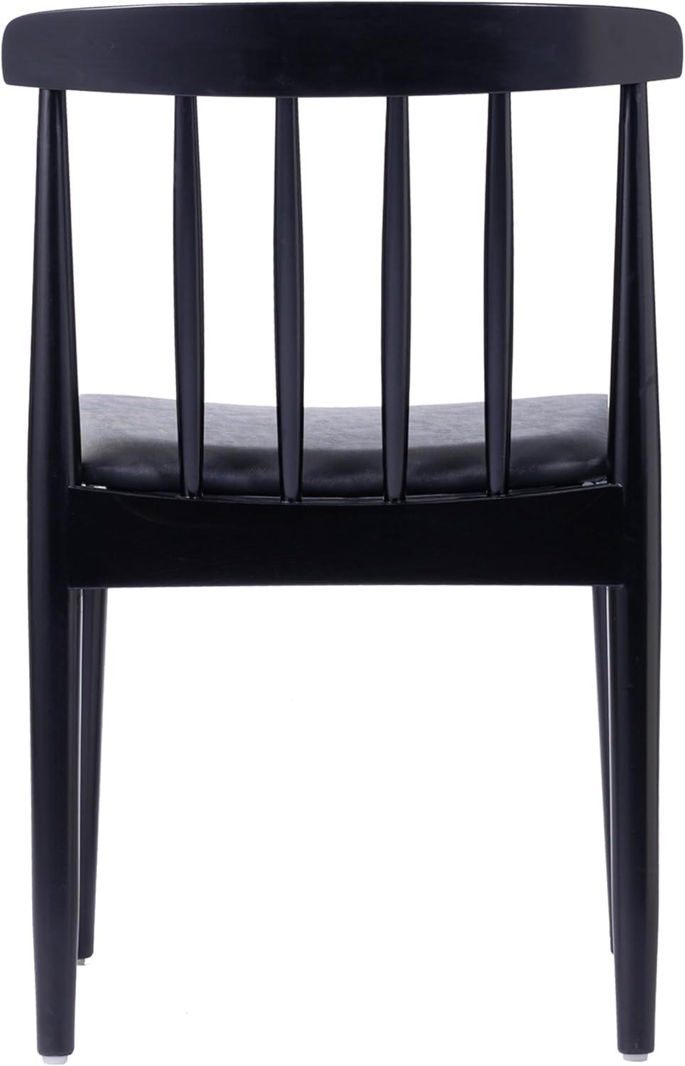 imageFlash Furniture Chester Solid Wood Dining Chair Commercial Grade Restaurant Chair with Curved Spindle Backrest and Vinyl Padded Seat Antique WhiteBeigeBlack Vinyl SeatBlack Wood Frame