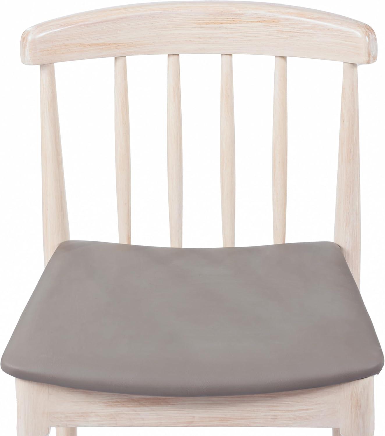 imageFlash Furniture Chester Solid Wood Dining Chair Commercial Grade Restaurant Chair with Curved Spindle Backrest and Vinyl Padded Seat Antique WhiteBeigeBrown Vinyl SeatAntique White Wood Frame