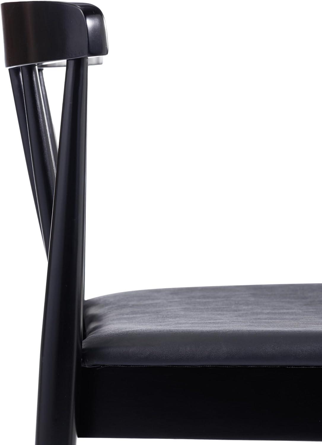imageFlash Furniture Chester Solid Wood Dining Chair Commercial Grade Restaurant Chair with Curved Spindle Backrest and Vinyl Padded Seat Antique WhiteBeigeBlack Vinyl SeatBlack Wood Frame