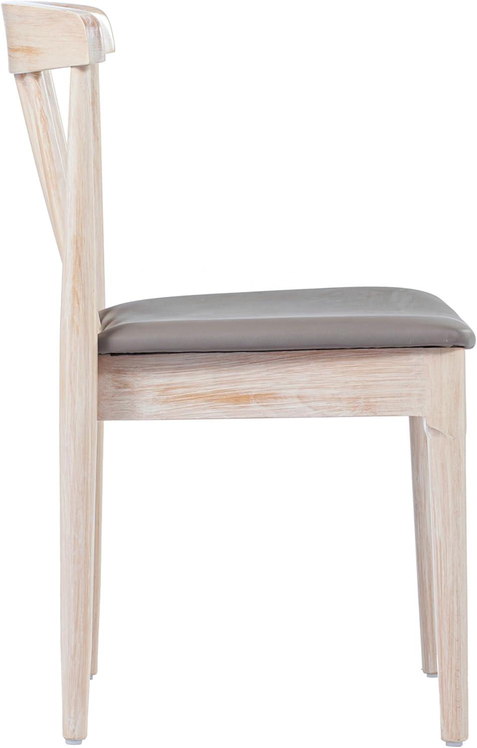 imageFlash Furniture Chester Solid Wood Dining Chair Commercial Grade Restaurant Chair with Curved Spindle Backrest and Vinyl Padded Seat Antique WhiteBeigeBrown Vinyl SeatAntique White Wood Frame
