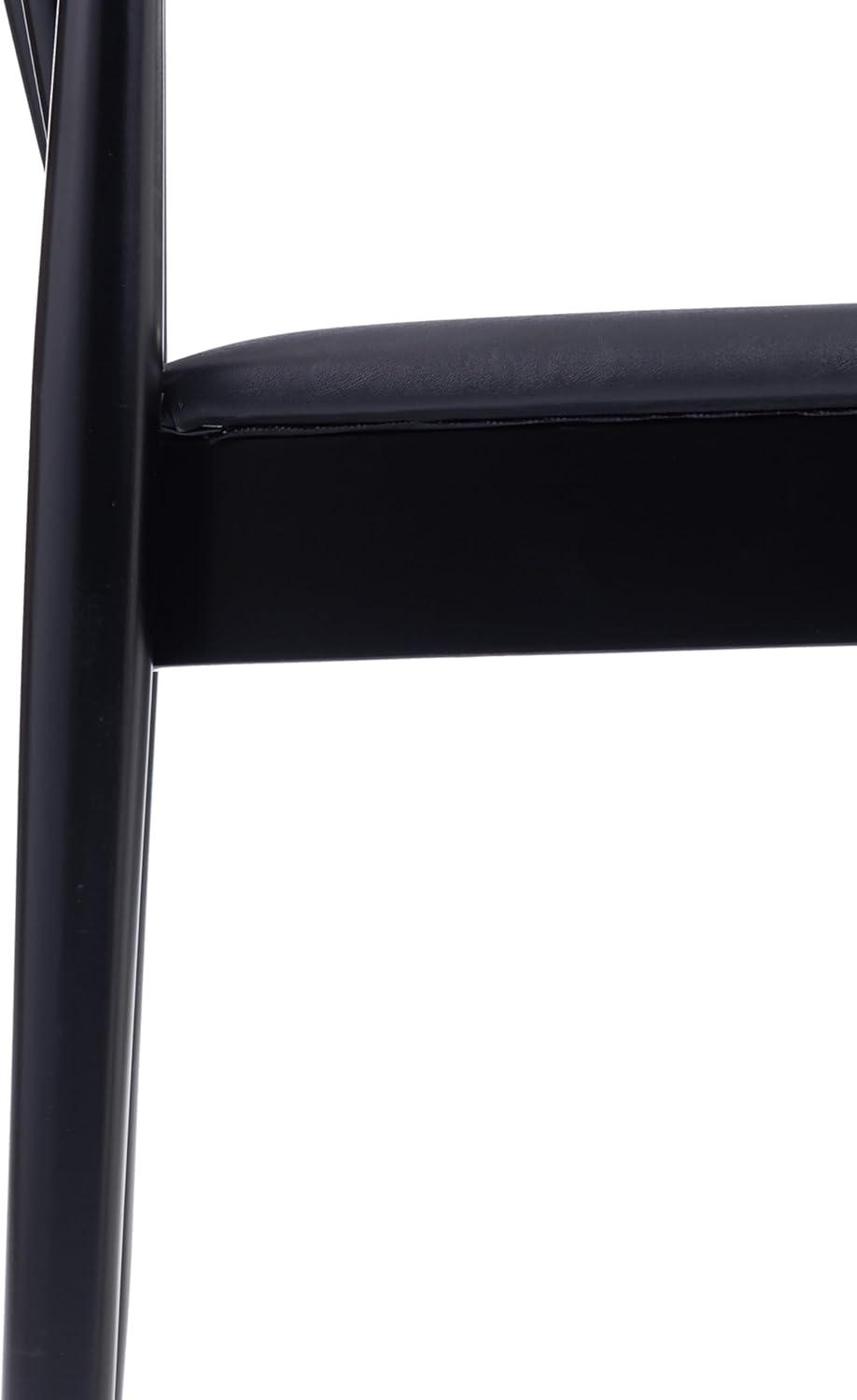 imageFlash Furniture Chester Solid Wood Dining Chair Commercial Grade Restaurant Chair with Curved Spindle Backrest and Vinyl Padded Seat Antique WhiteBeigeBlack Vinyl SeatBlack Wood Frame