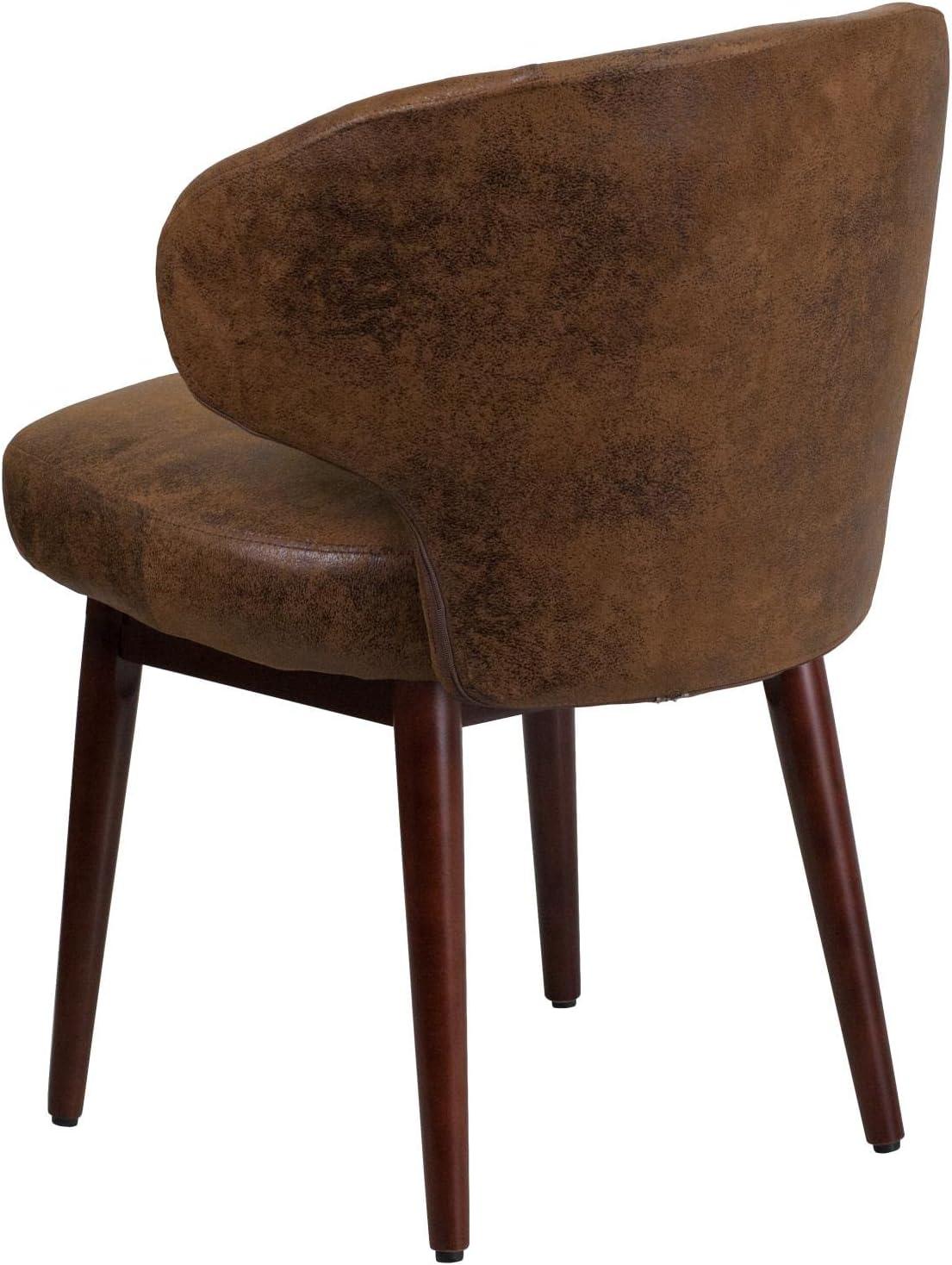 imageFlash Furniture Comfort Back Series Brown LeatherSoft Side Reception Chair with Walnut LegsBomber Jacket Microfiber