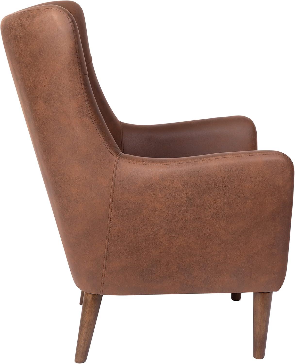 imageFlash Furniture Connor Traditional Wingback Accent Chair Commercial Grade Faux Leather Upholstery and Wooden Frame and Legs Dark BrownDark Brown