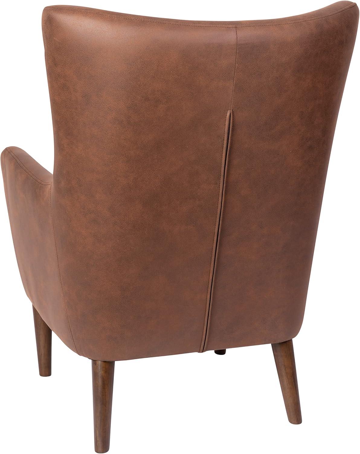 imageFlash Furniture Connor Traditional Wingback Accent Chair Commercial Grade Faux Leather Upholstery and Wooden Frame and Legs Dark BrownDark Brown