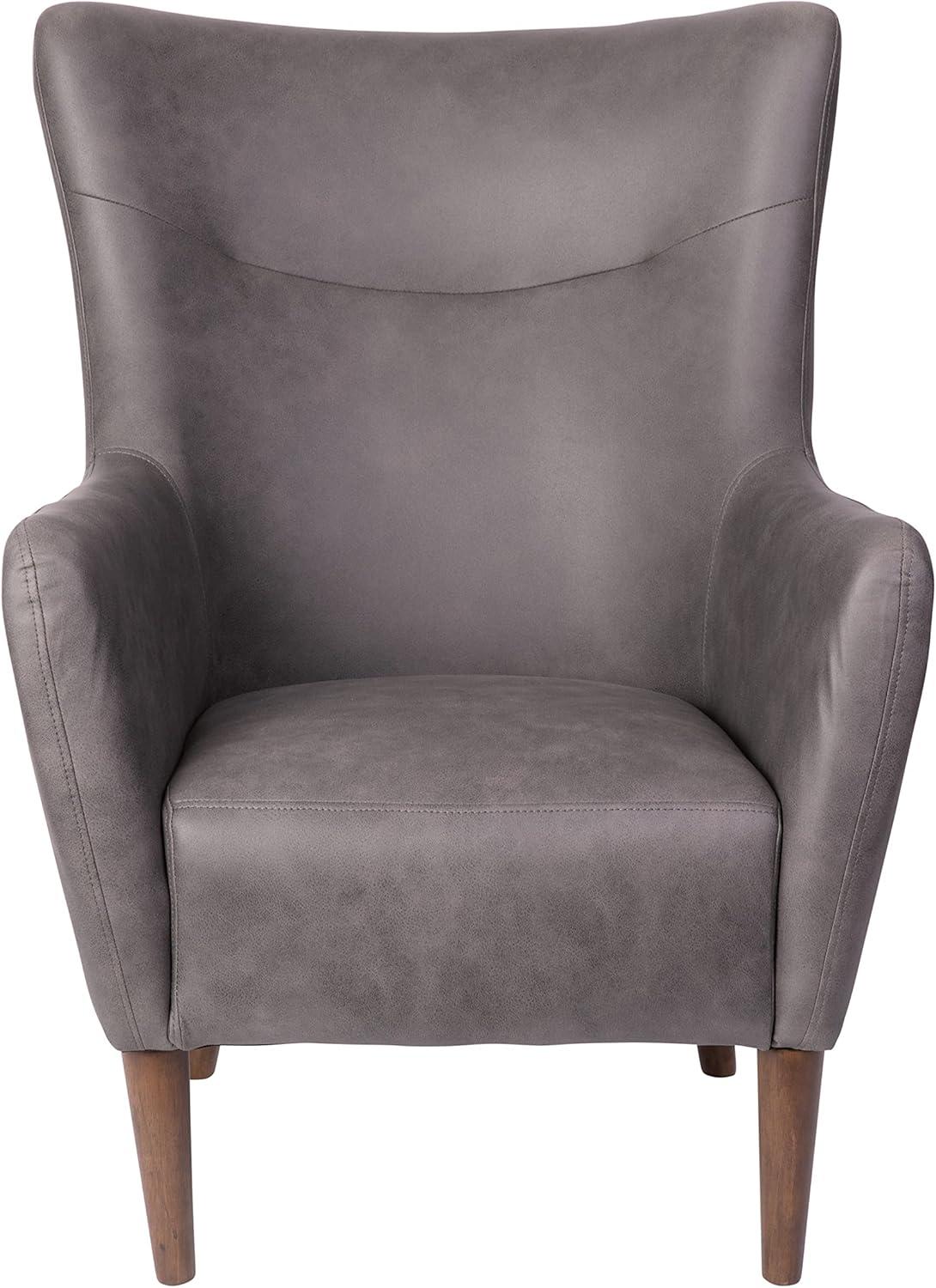 imageFlash Furniture Connor Traditional Wingback Accent Chair Commercial Grade Faux Leather Upholstery and Wooden Frame and Legs Dark BrownDark Gray