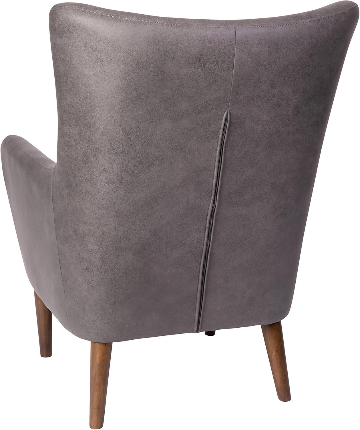 imageFlash Furniture Connor Traditional Wingback Accent Chair Commercial Grade Faux Leather Upholstery and Wooden Frame and Legs Dark BrownDark Gray