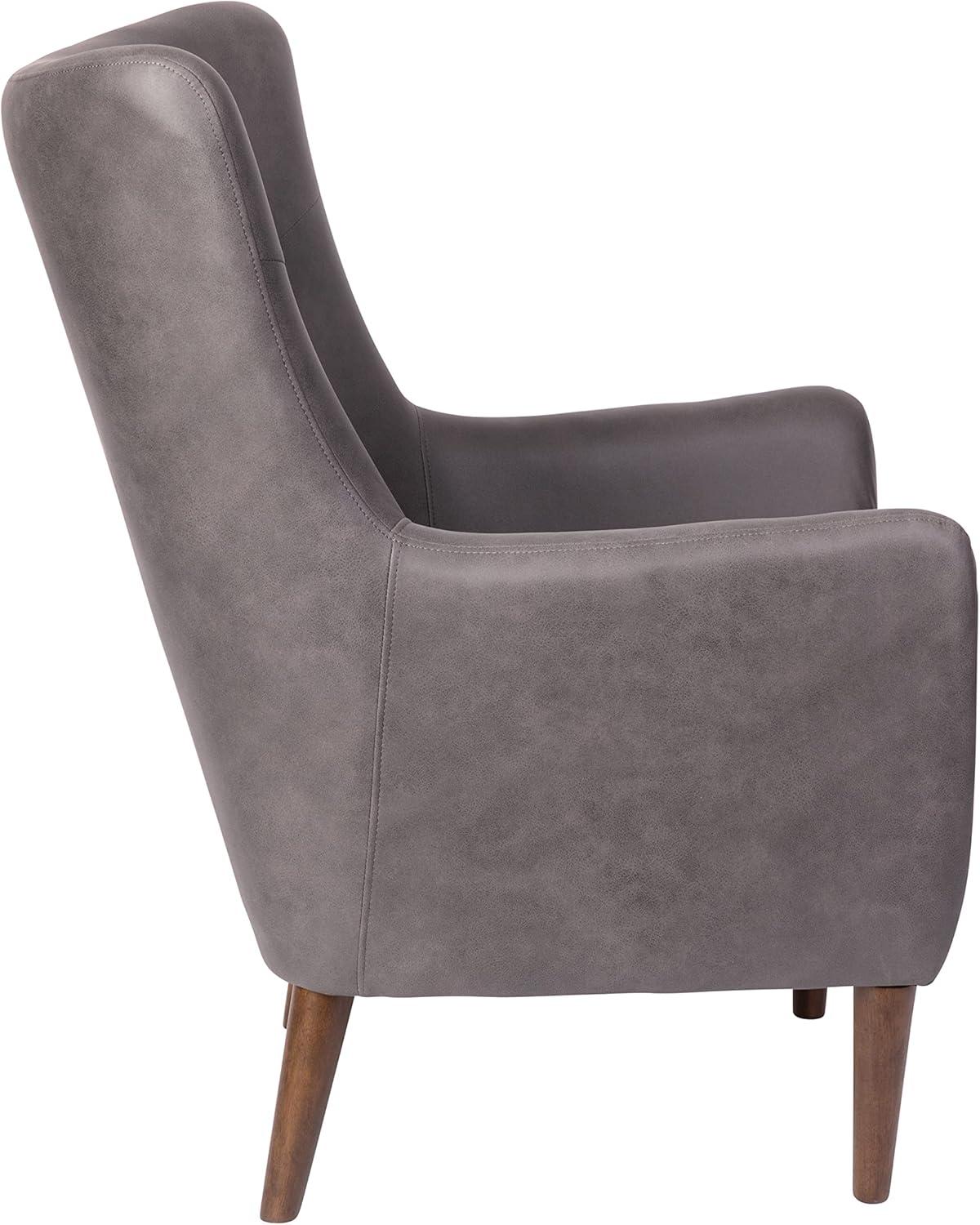 imageFlash Furniture Connor Traditional Wingback Accent Chair Commercial Grade Faux Leather Upholstery and Wooden Frame and Legs Dark BrownDark Gray