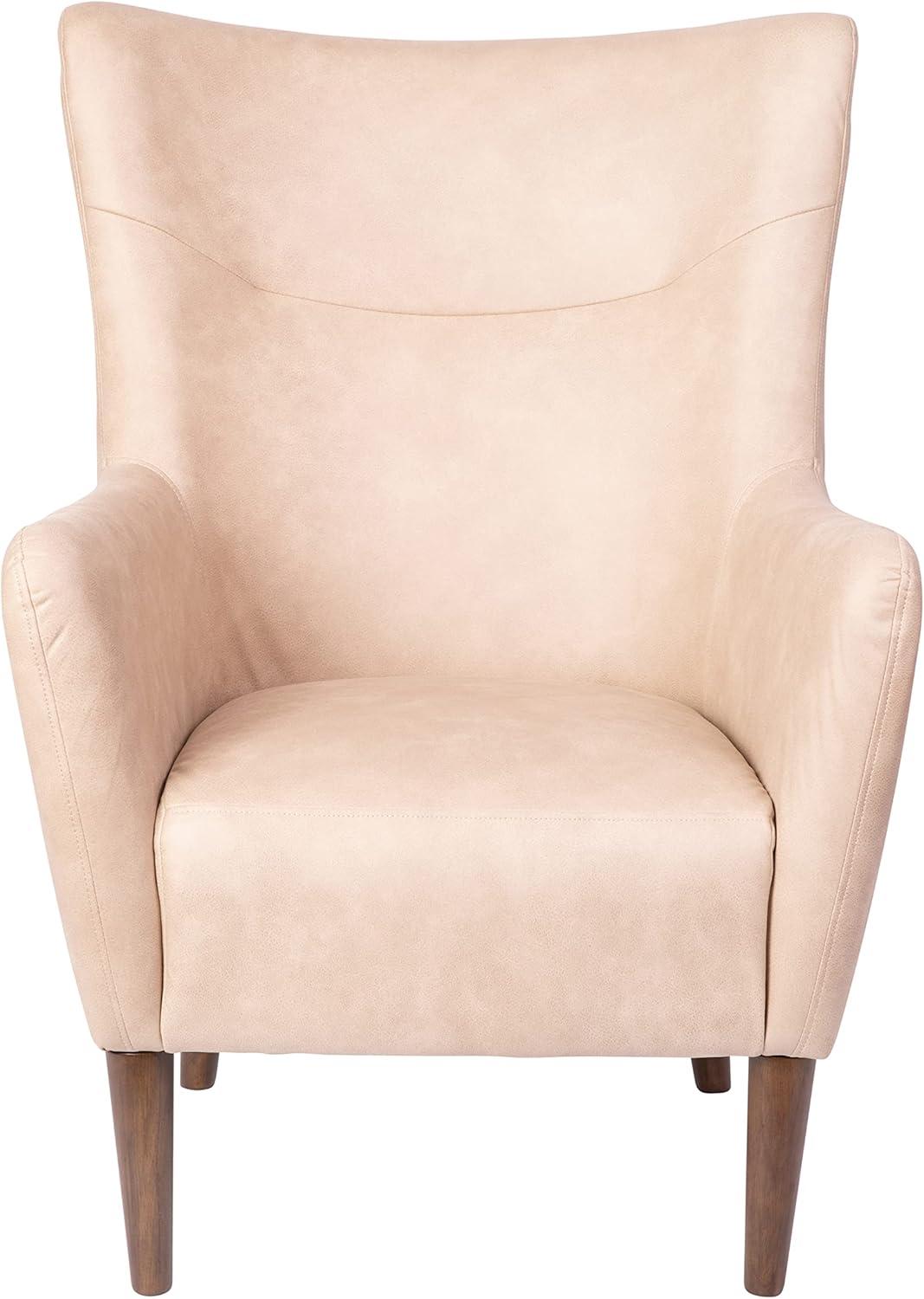 imageFlash Furniture Connor Traditional Wingback Accent Chair Commercial Grade Faux Leather Upholstery and Wooden Frame and Legs Dark BrownLight Brown
