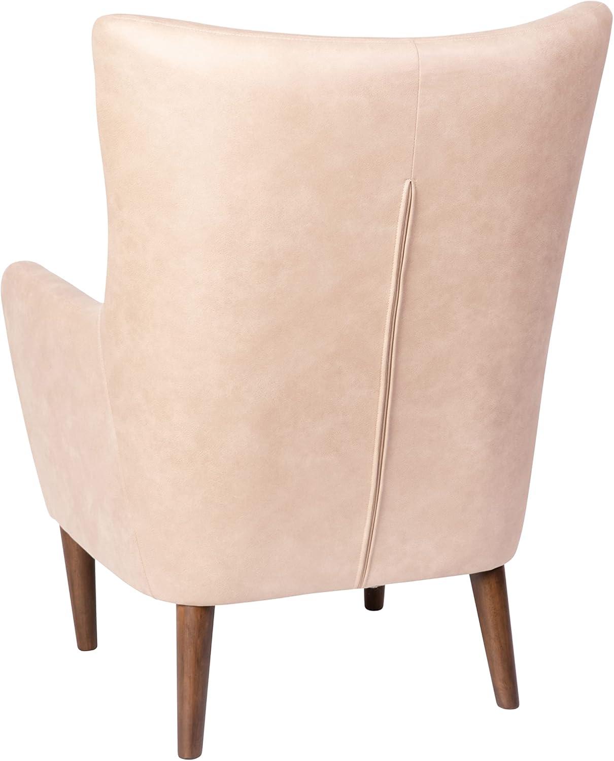 imageFlash Furniture Connor Traditional Wingback Accent Chair Commercial Grade Faux Leather Upholstery and Wooden Frame and Legs Dark BrownLight Brown