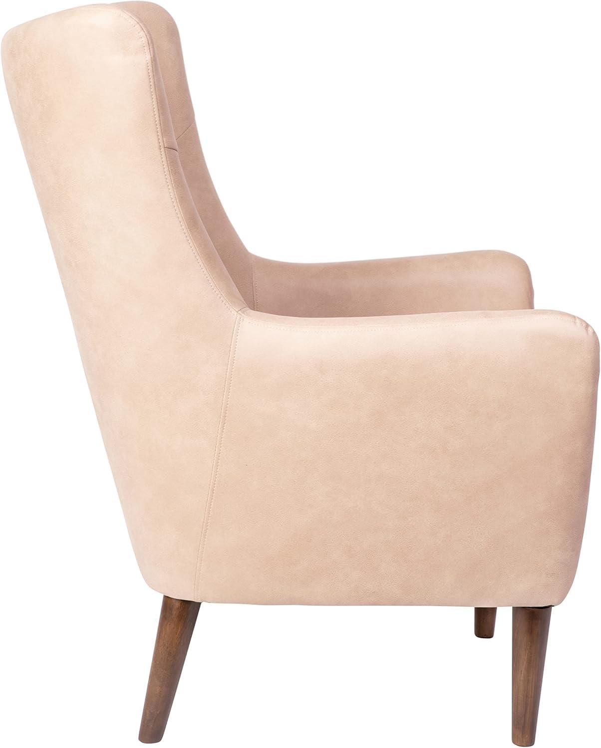 imageFlash Furniture Connor Traditional Wingback Accent Chair Commercial Grade Faux Leather Upholstery and Wooden Frame and Legs Dark BrownLight Brown