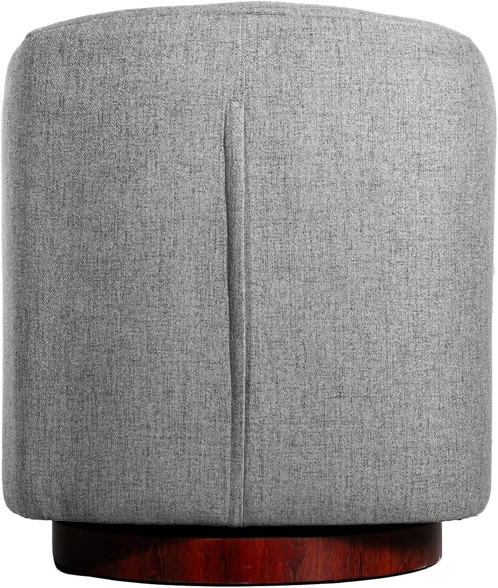 imageFlash Furniture Dean Upholstered Barrel Chair Commercial 360 Swivel Club Style Chair Sloped Armrests Woodgrain Vinyl Wrapped Metal Base Gray FabricGrey