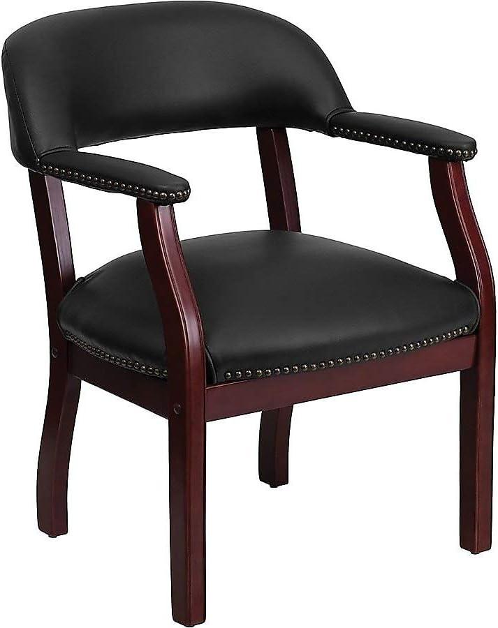 imageFlash Furniture Diamond Black LeatherSoft Conference Chair with Accent Nail TrimBlack Vinyl