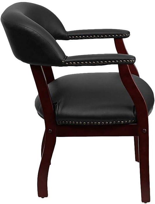 imageFlash Furniture Diamond Black LeatherSoft Conference Chair with Accent Nail TrimBlack Vinyl