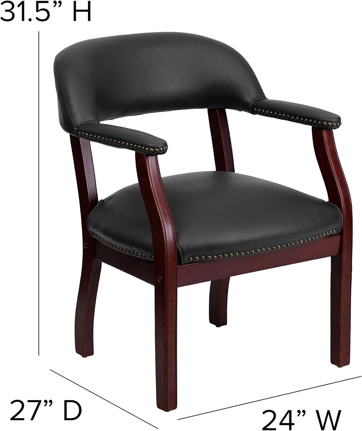 imageFlash Furniture Diamond Black LeatherSoft Conference Chair with Accent Nail TrimBlack Vinyl