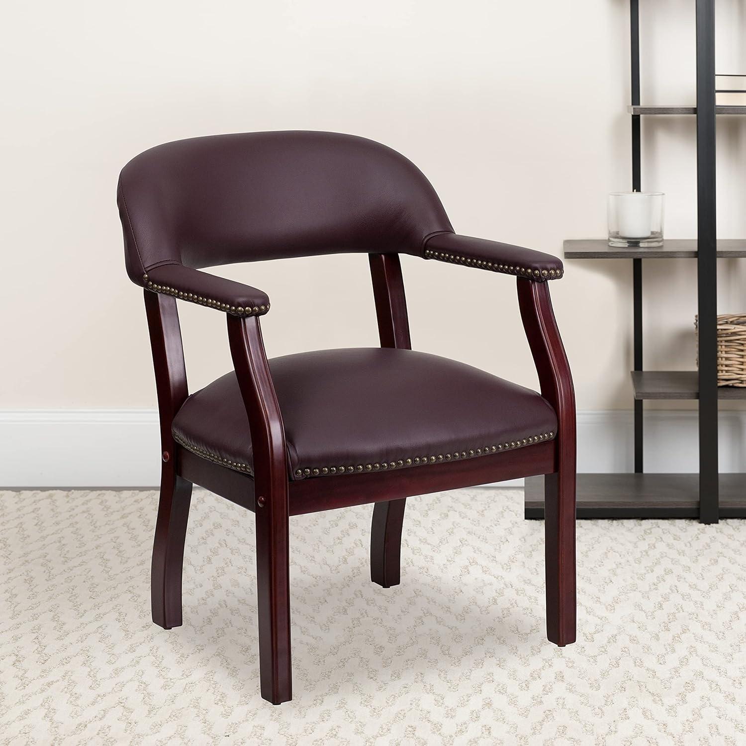 imageFlash Furniture Diamond Black LeatherSoft Conference Chair with Accent Nail TrimBurgundy Leathersoft