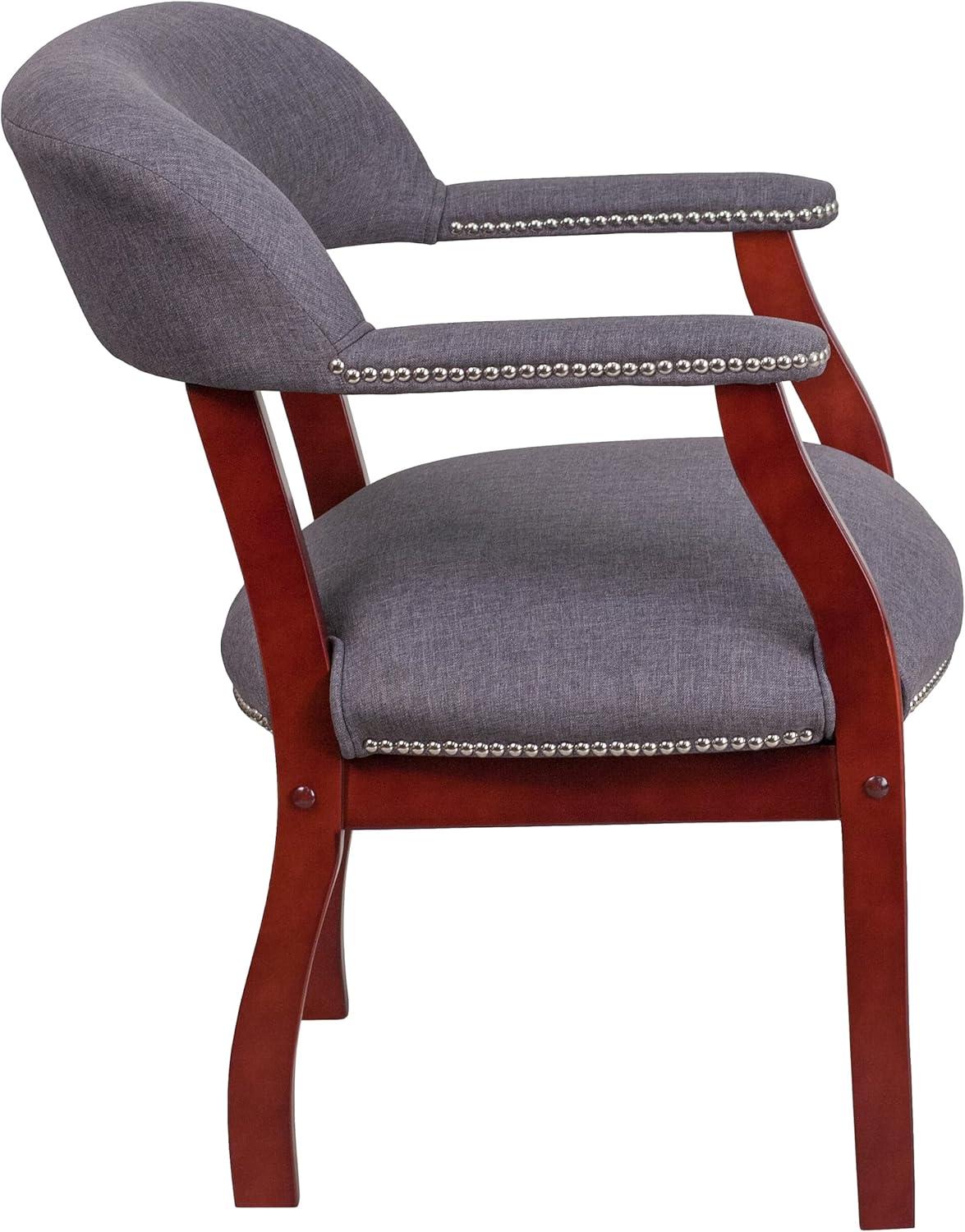 imageFlash Furniture Diamond Black LeatherSoft Conference Chair with Accent Nail TrimGray Fabric