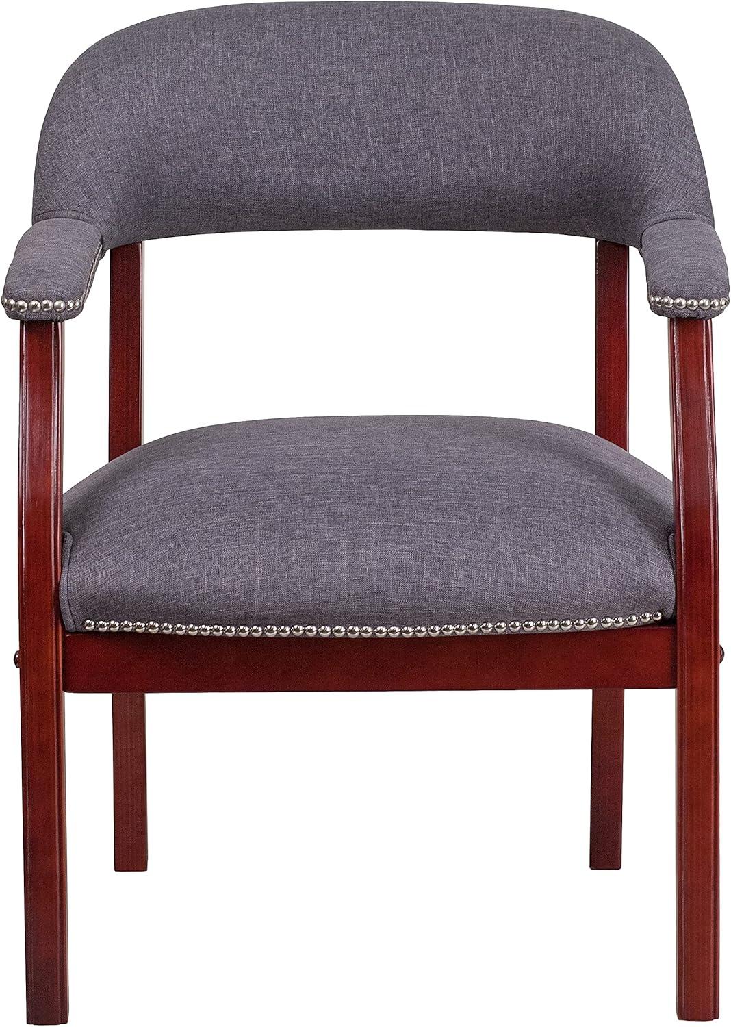 imageFlash Furniture Diamond Black LeatherSoft Conference Chair with Accent Nail TrimGray Fabric