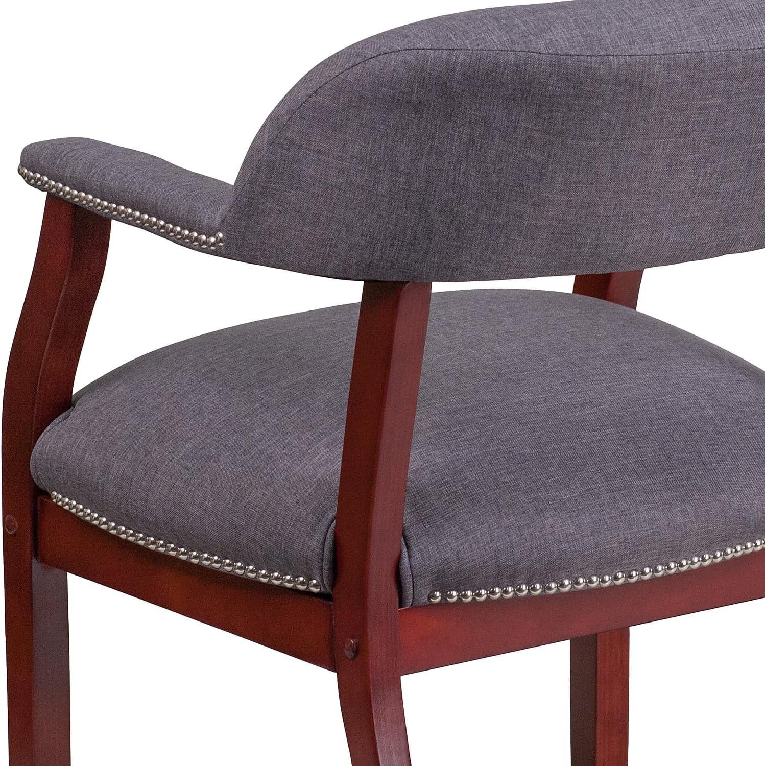 imageFlash Furniture Diamond Black LeatherSoft Conference Chair with Accent Nail TrimGray Fabric