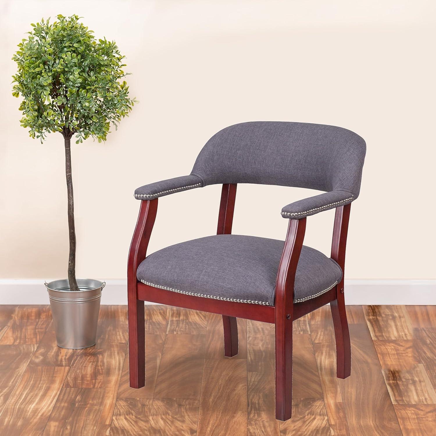 imageFlash Furniture Diamond Black LeatherSoft Conference Chair with Accent Nail TrimGray Fabric
