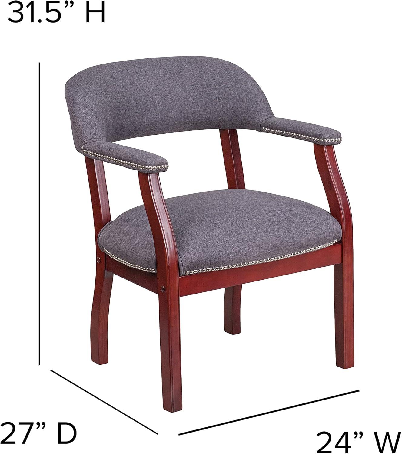 imageFlash Furniture Diamond Black LeatherSoft Conference Chair with Accent Nail TrimGray Fabric