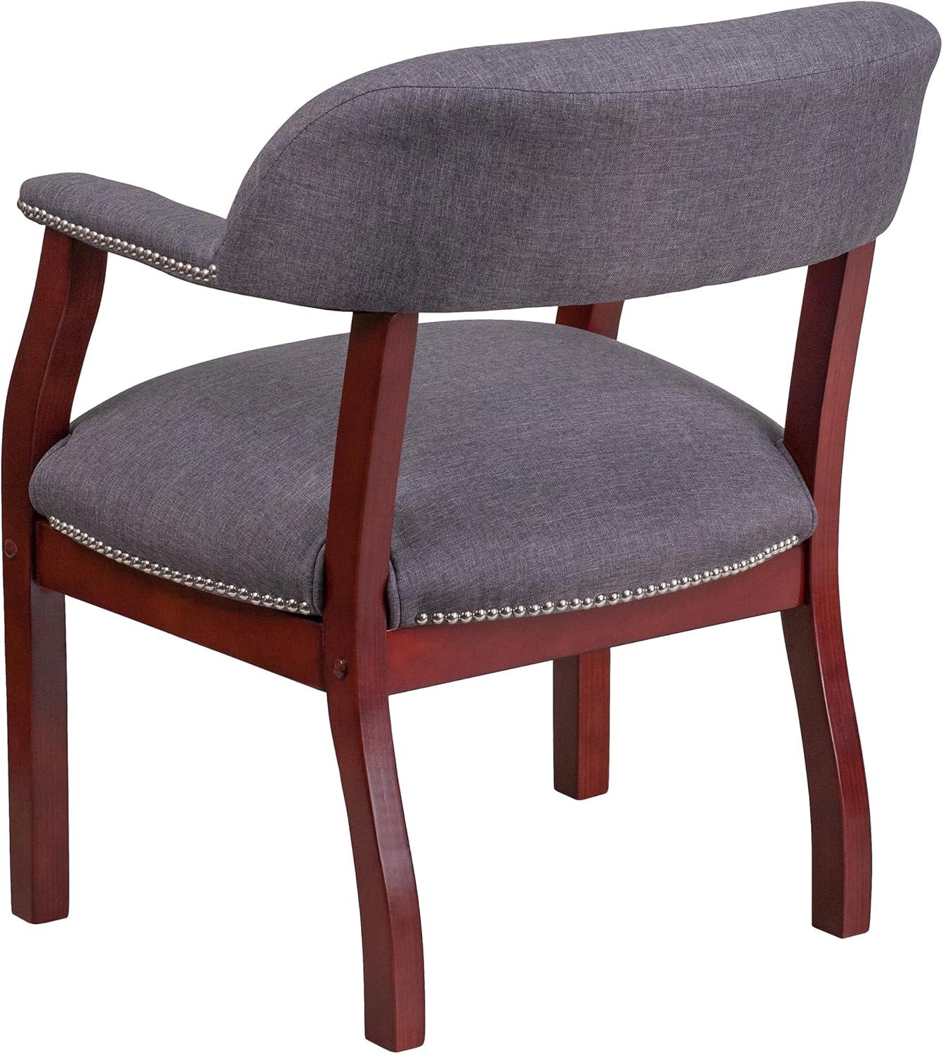 imageFlash Furniture Diamond Black LeatherSoft Conference Chair with Accent Nail TrimGray Fabric