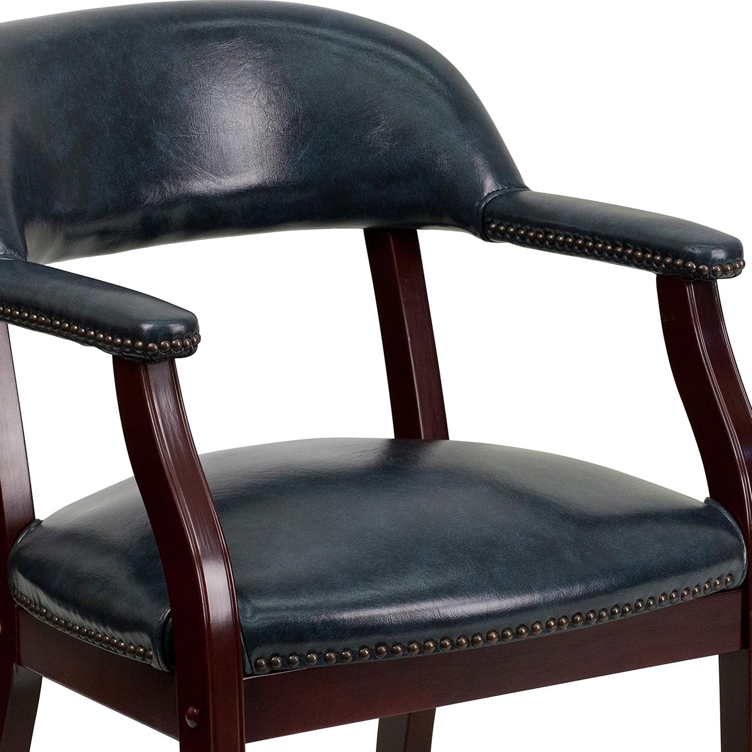 imageFlash Furniture Diamond Black LeatherSoft Conference Chair with Accent Nail TrimNavy Vinyl