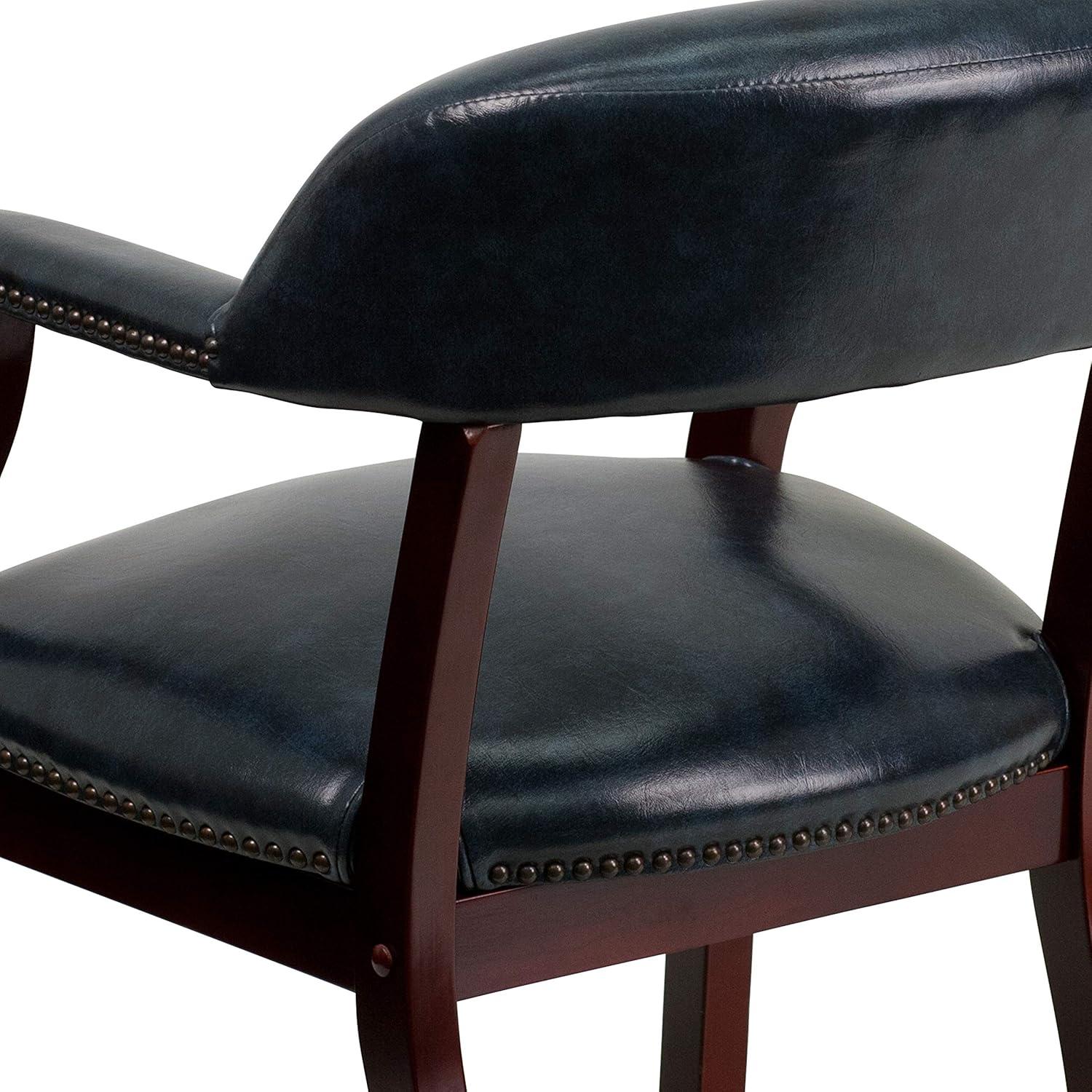 imageFlash Furniture Diamond Black LeatherSoft Conference Chair with Accent Nail TrimNavy Vinyl