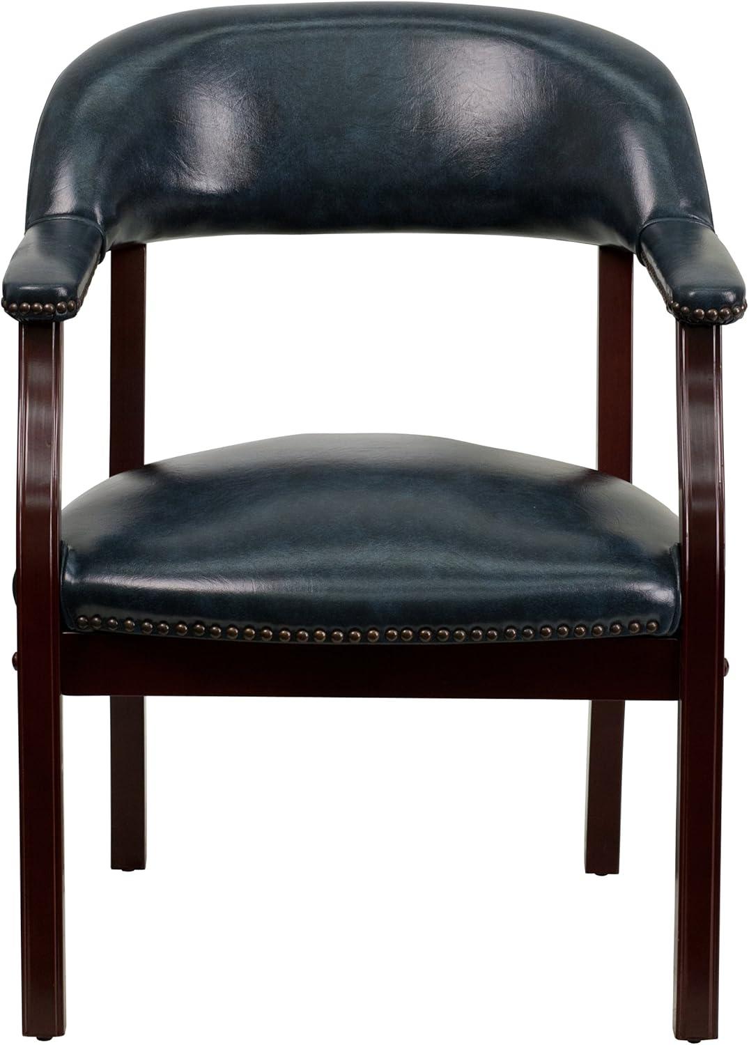 imageFlash Furniture Diamond Black LeatherSoft Conference Chair with Accent Nail TrimNavy Vinyl