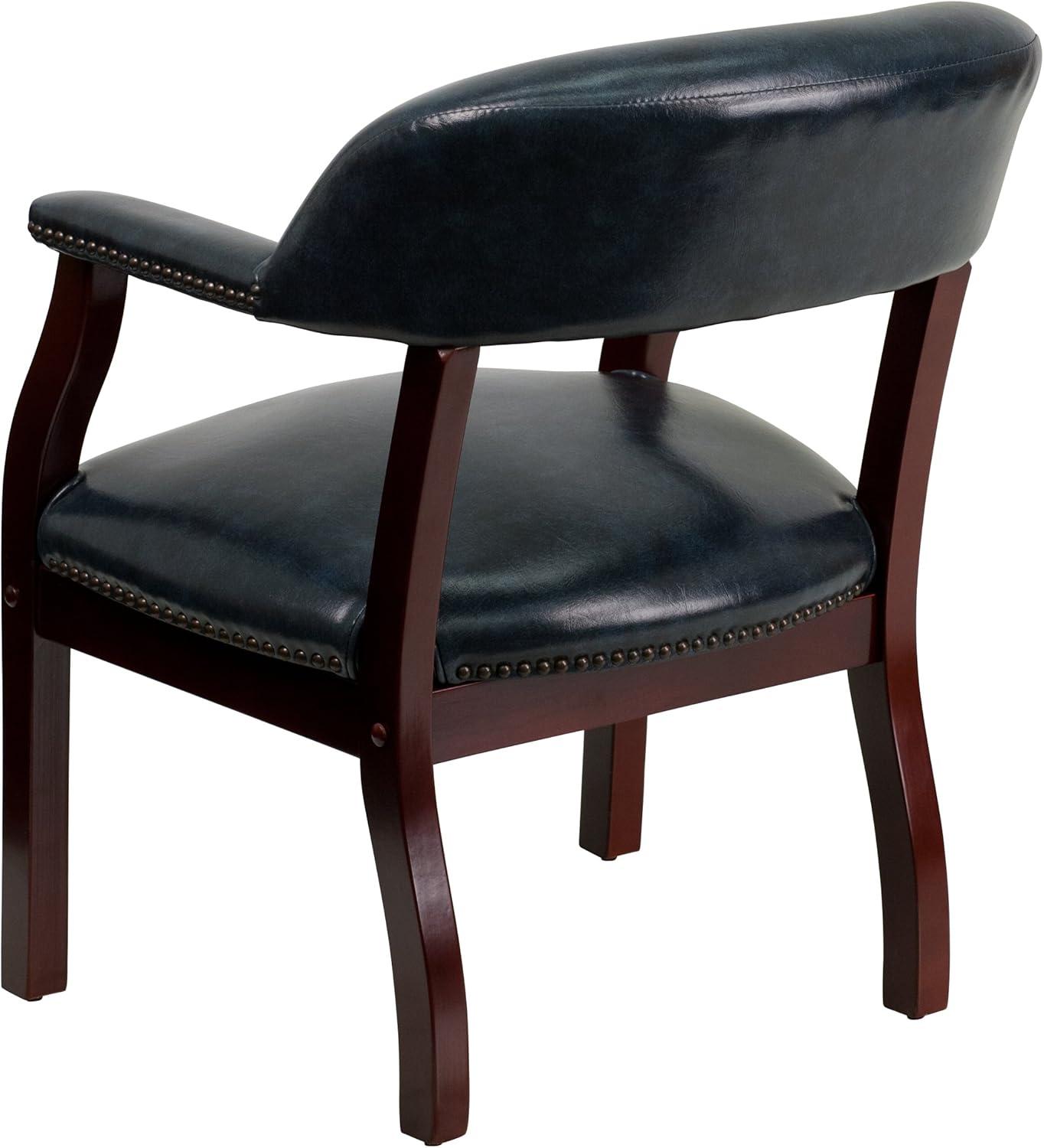 imageFlash Furniture Diamond Black LeatherSoft Conference Chair with Accent Nail TrimNavy Vinyl