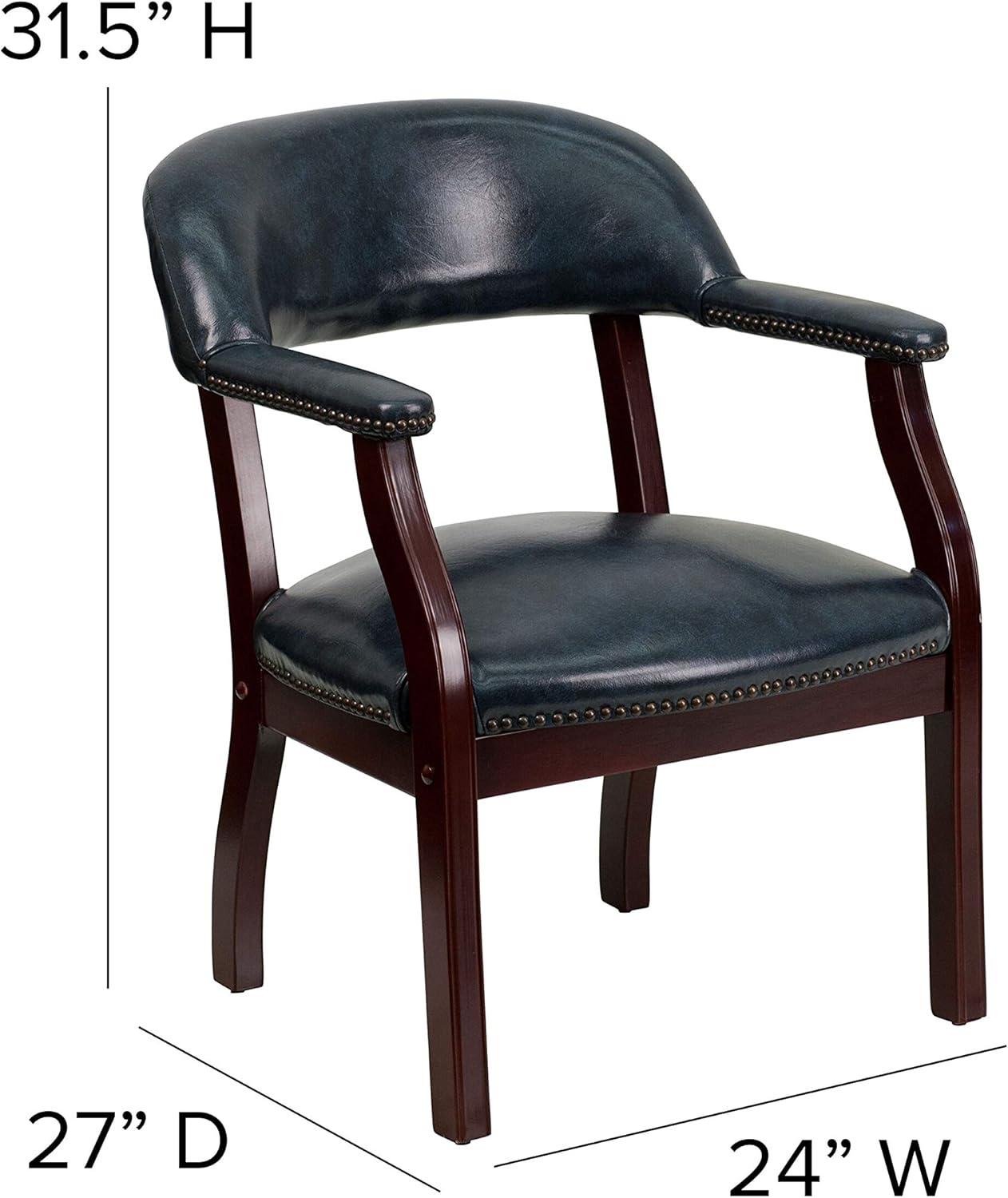 imageFlash Furniture Diamond Black LeatherSoft Conference Chair with Accent Nail TrimNavy Vinyl