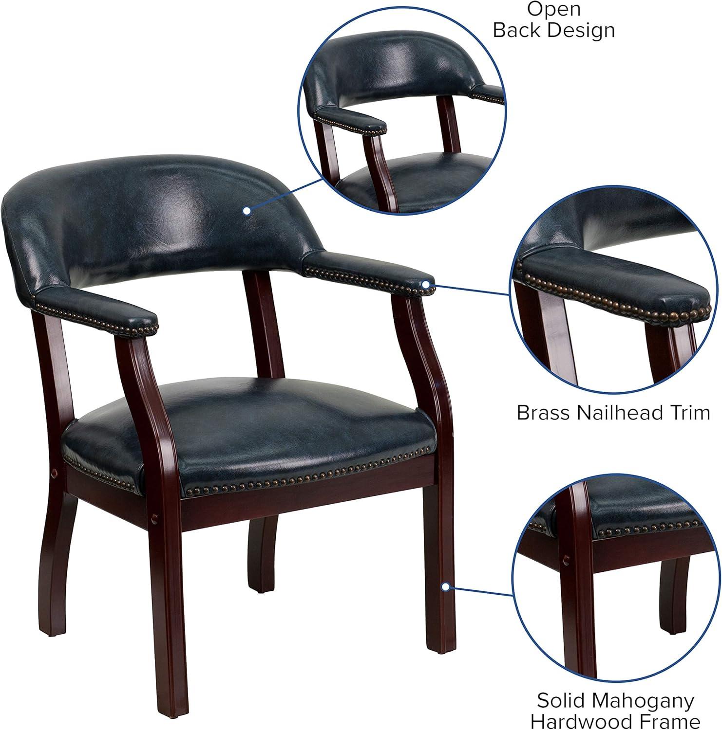 imageFlash Furniture Diamond Black LeatherSoft Conference Chair with Accent Nail TrimNavy Vinyl