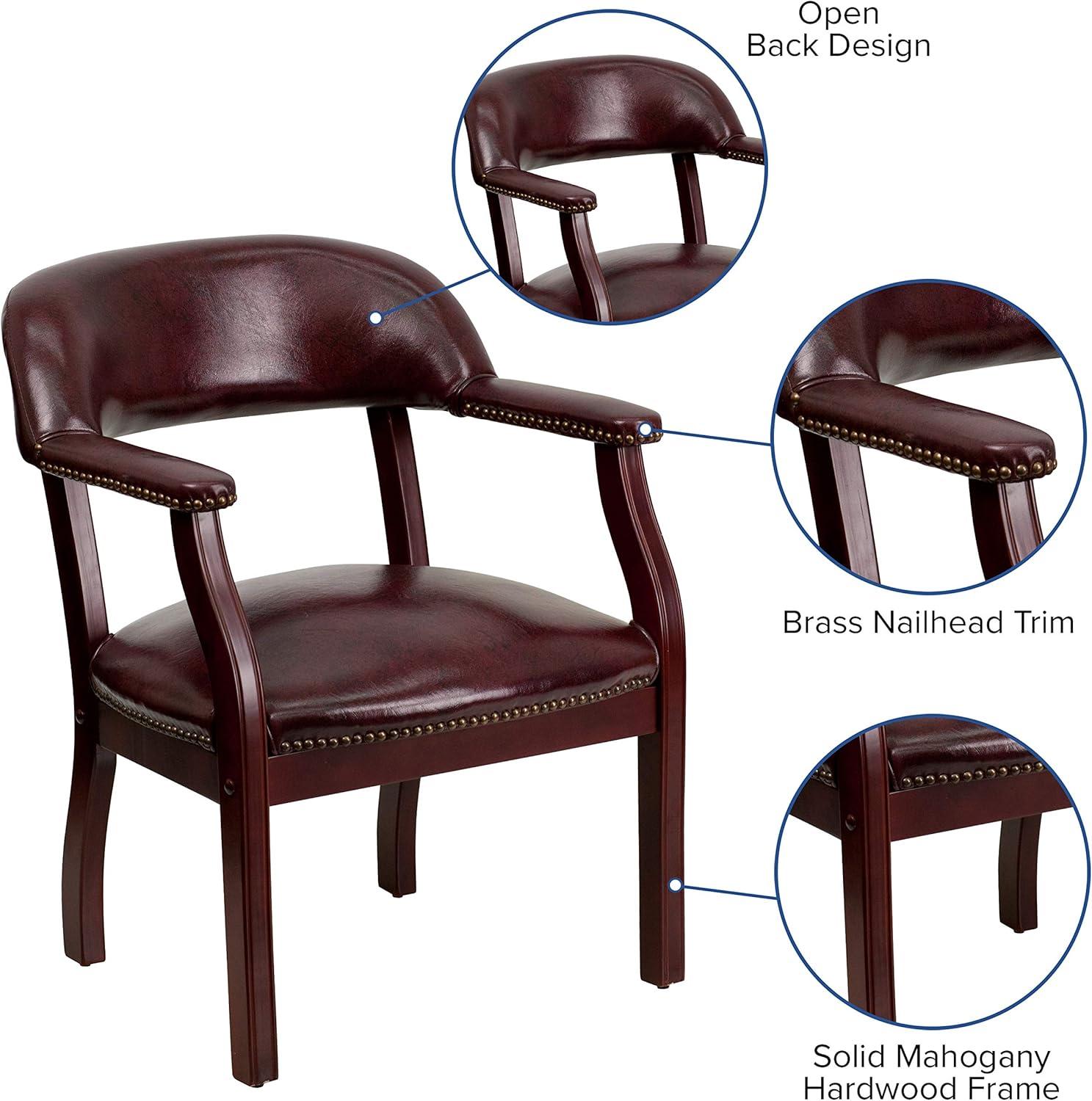 imageFlash Furniture Diamond Black LeatherSoft Conference Chair with Accent Nail TrimOxblood Vinyl