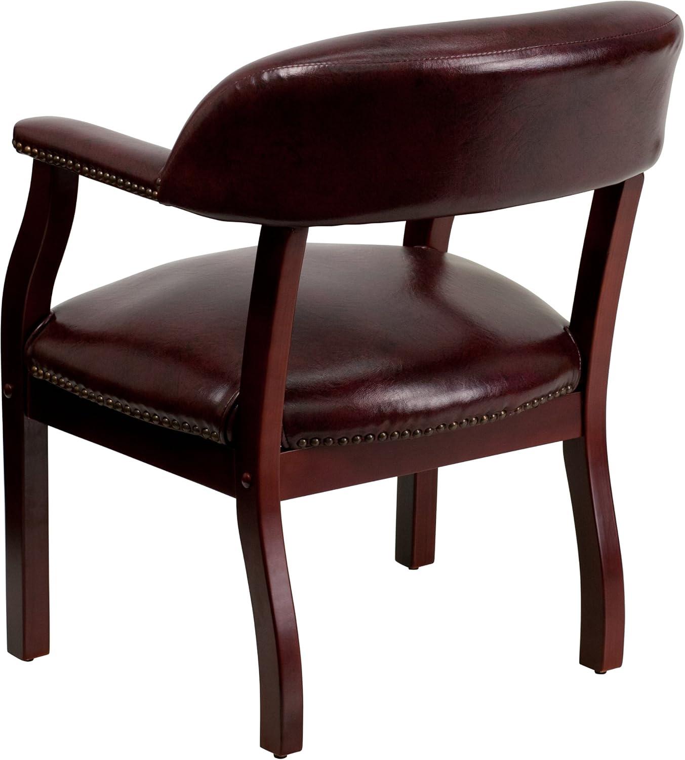 imageFlash Furniture Diamond Black LeatherSoft Conference Chair with Accent Nail TrimOxblood Vinyl