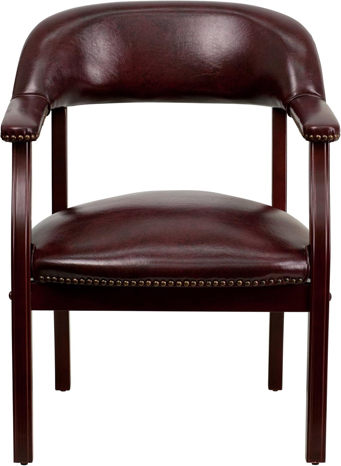 imageFlash Furniture Diamond Black LeatherSoft Conference Chair with Accent Nail TrimOxblood Vinyl