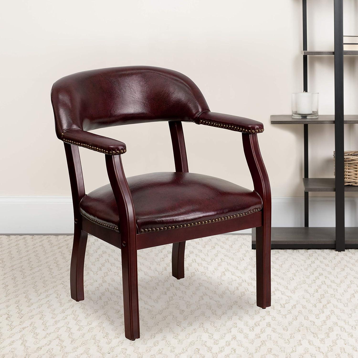 imageFlash Furniture Diamond Black LeatherSoft Conference Chair with Accent Nail TrimOxblood Vinyl