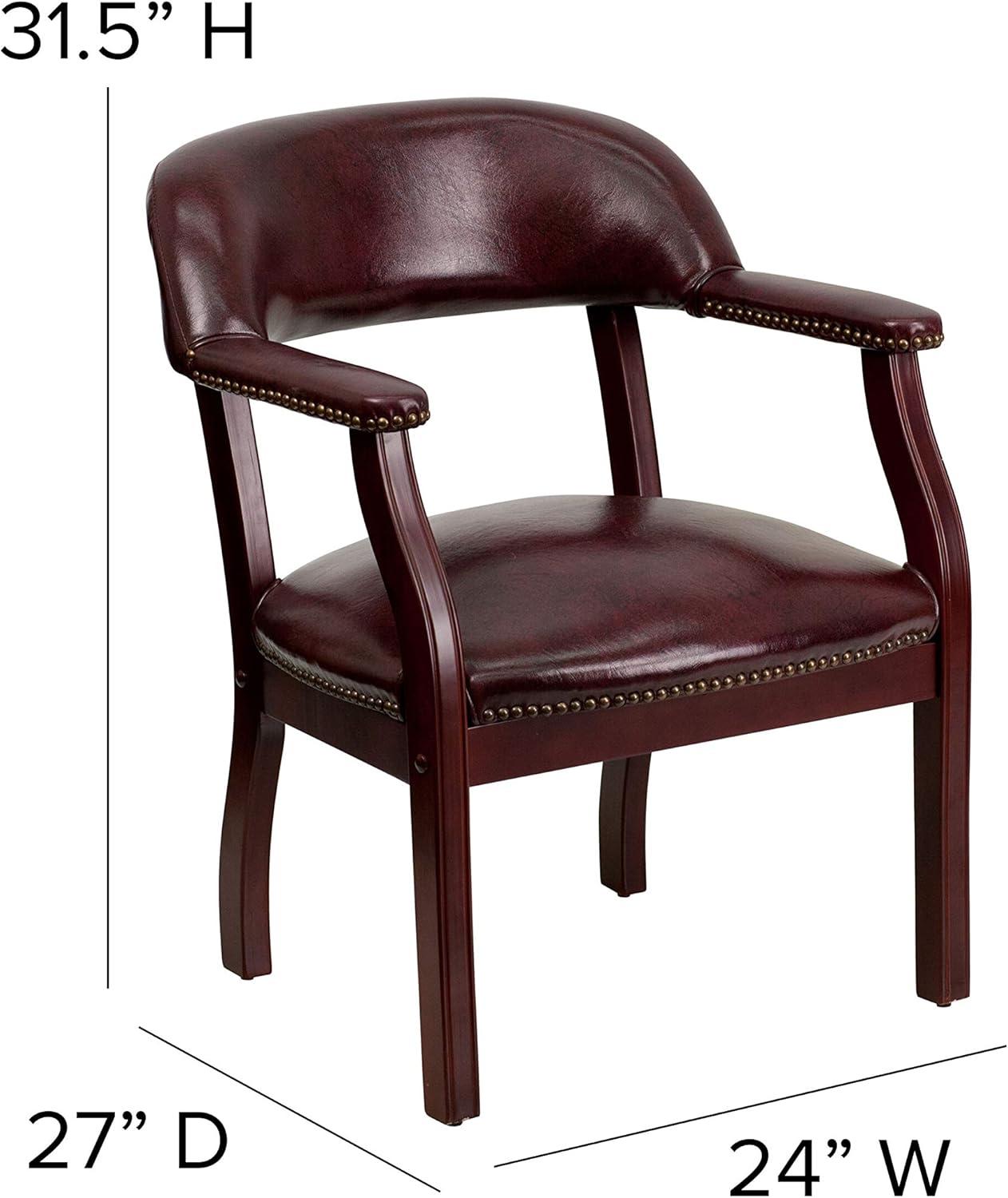 imageFlash Furniture Diamond Black LeatherSoft Conference Chair with Accent Nail TrimOxblood Vinyl