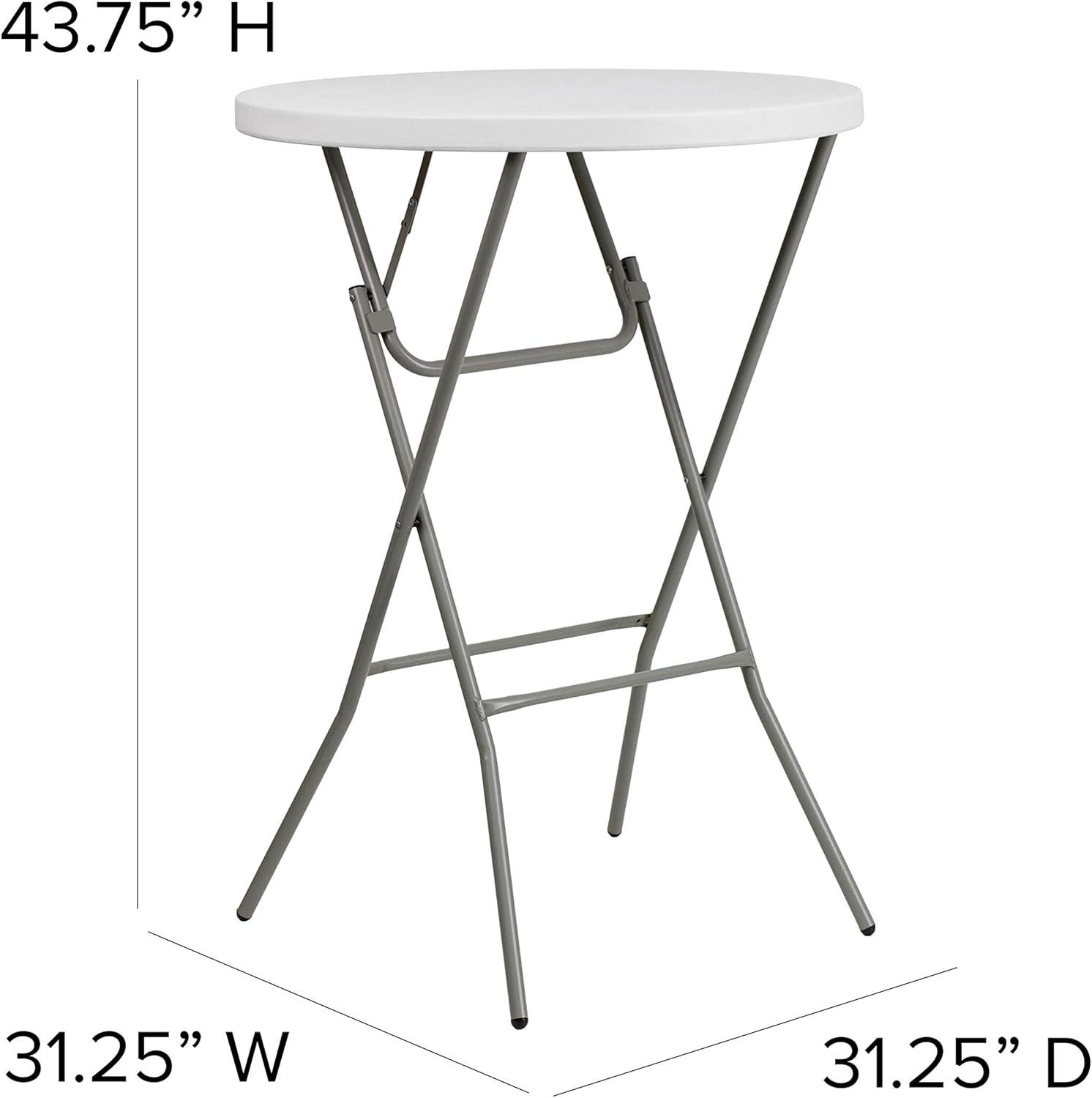 imageFlash Furniture Elon 32 Round Folding Bar Height Table for Parties and Commercial Events IndoorOutdoor Plastic Tall Round Table WhiteWhite