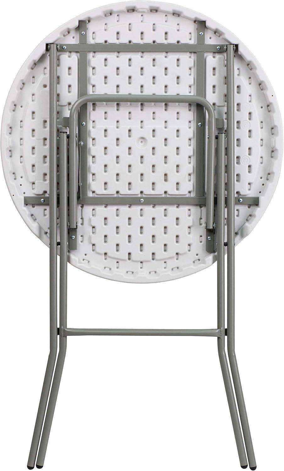 imageFlash Furniture Elon 32 Round Folding Bar Height Table for Parties and Commercial Events IndoorOutdoor Plastic Tall Round Table WhiteWhite