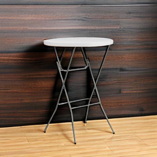 imageFlash Furniture Elon 32 Round Folding Bar Height Table for Parties and Commercial Events IndoorOutdoor Plastic Tall Round Table WhiteWhite