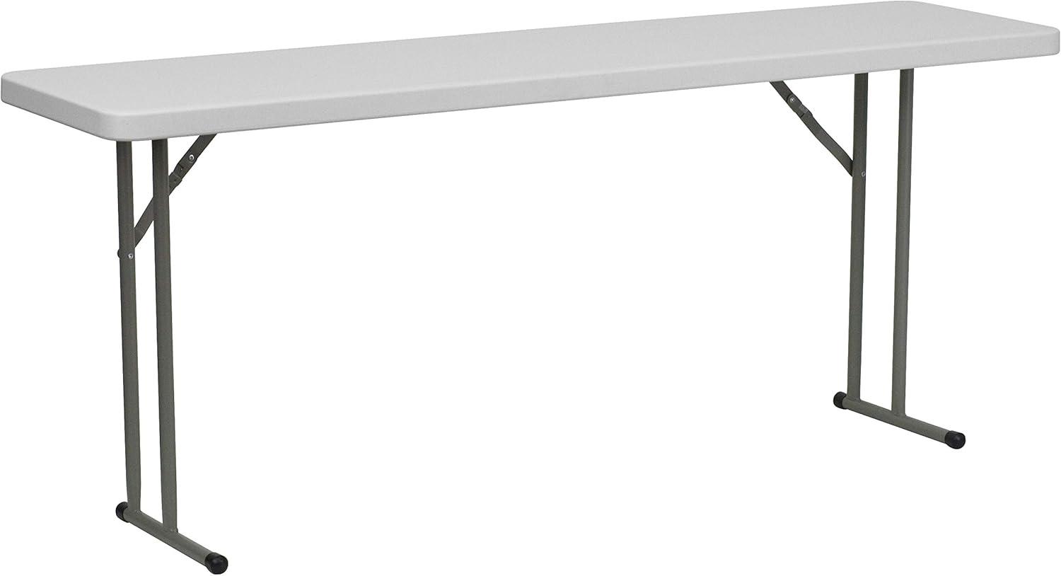 imageFlash Furniture Elon 6 Plastic Folding Training and Event Table Rectangular Folding Training Table with 220lb Static Weight Capacity WhiteGranite White