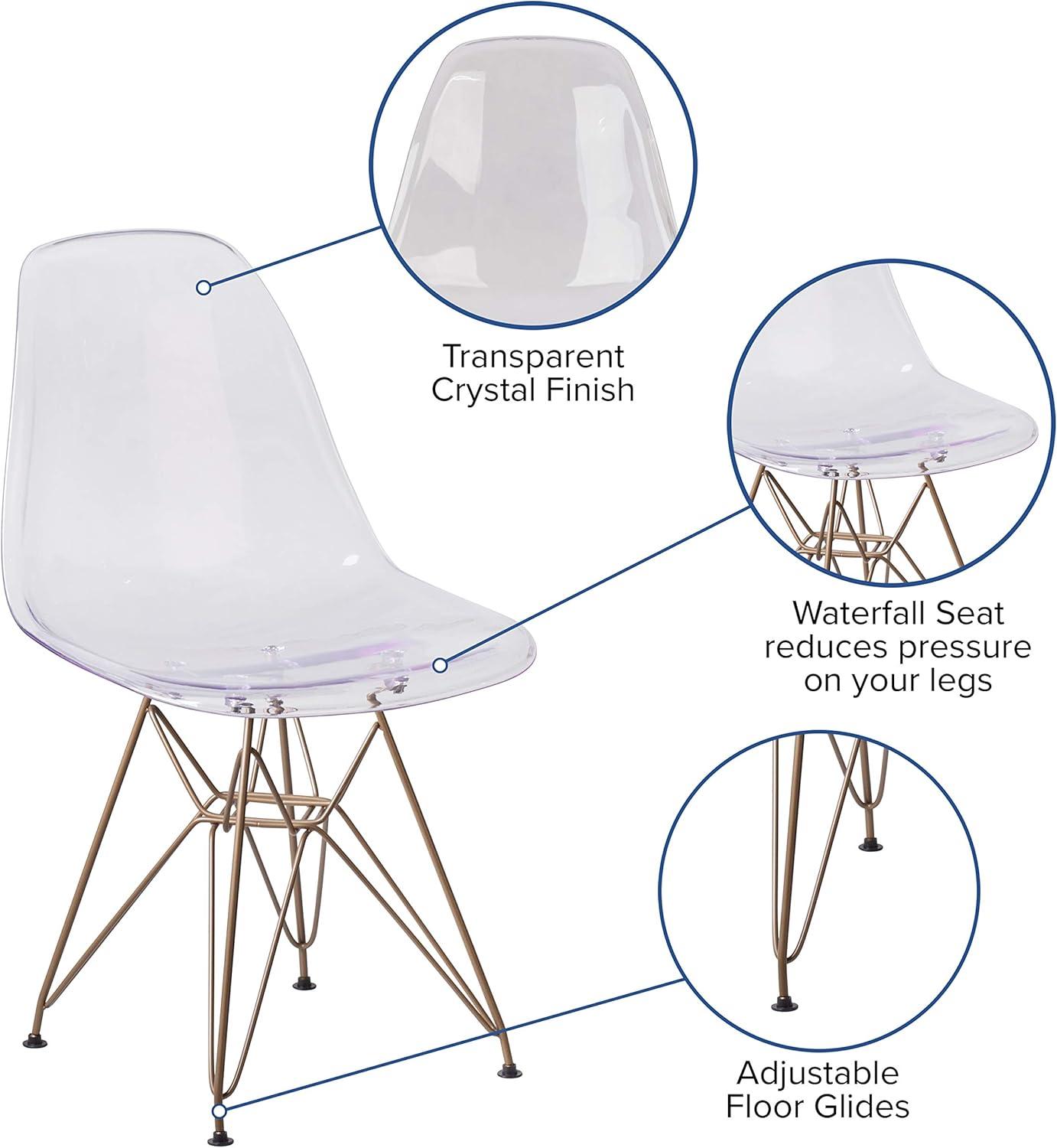 imageFlash Furniture Elon Series Ghost Chair with Gold Metal BaseSet of 1