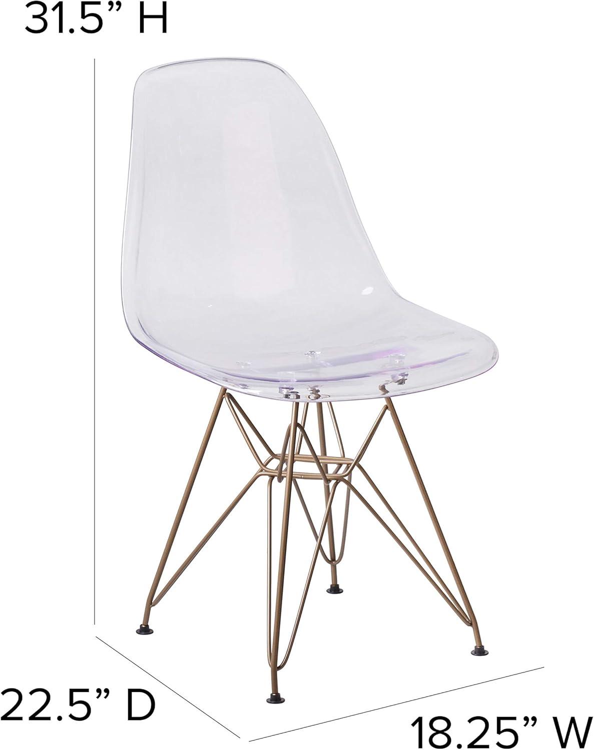 imageFlash Furniture Elon Series Ghost Chair with Gold Metal BaseSet of 2
