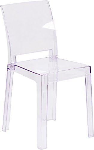 imageFlash Furniture Emilie Ghost Chair with Square Back in Transparent CrystalSet of 1
