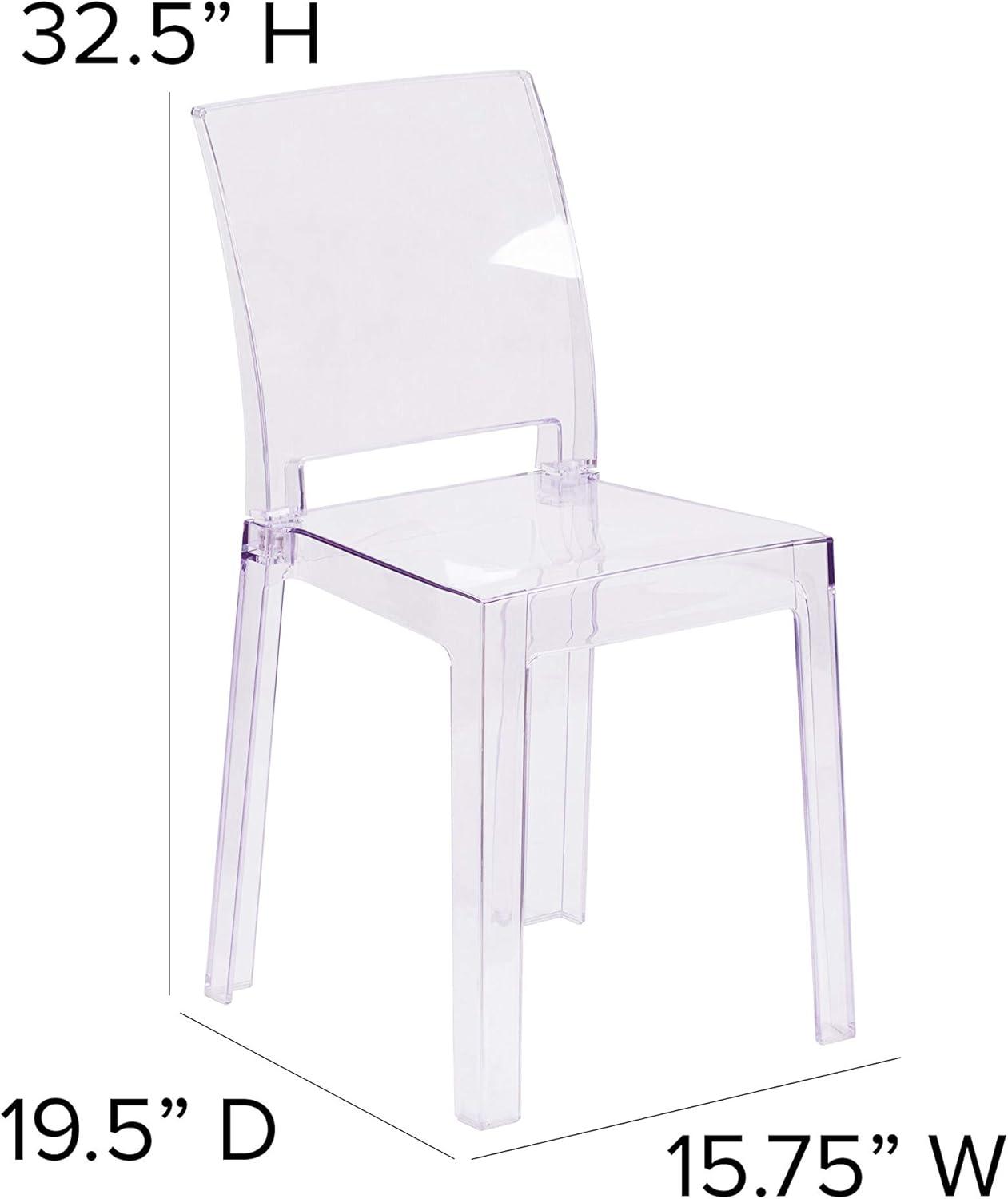 imageFlash Furniture Emilie Ghost Chair with Square Back in Transparent CrystalSet of 1