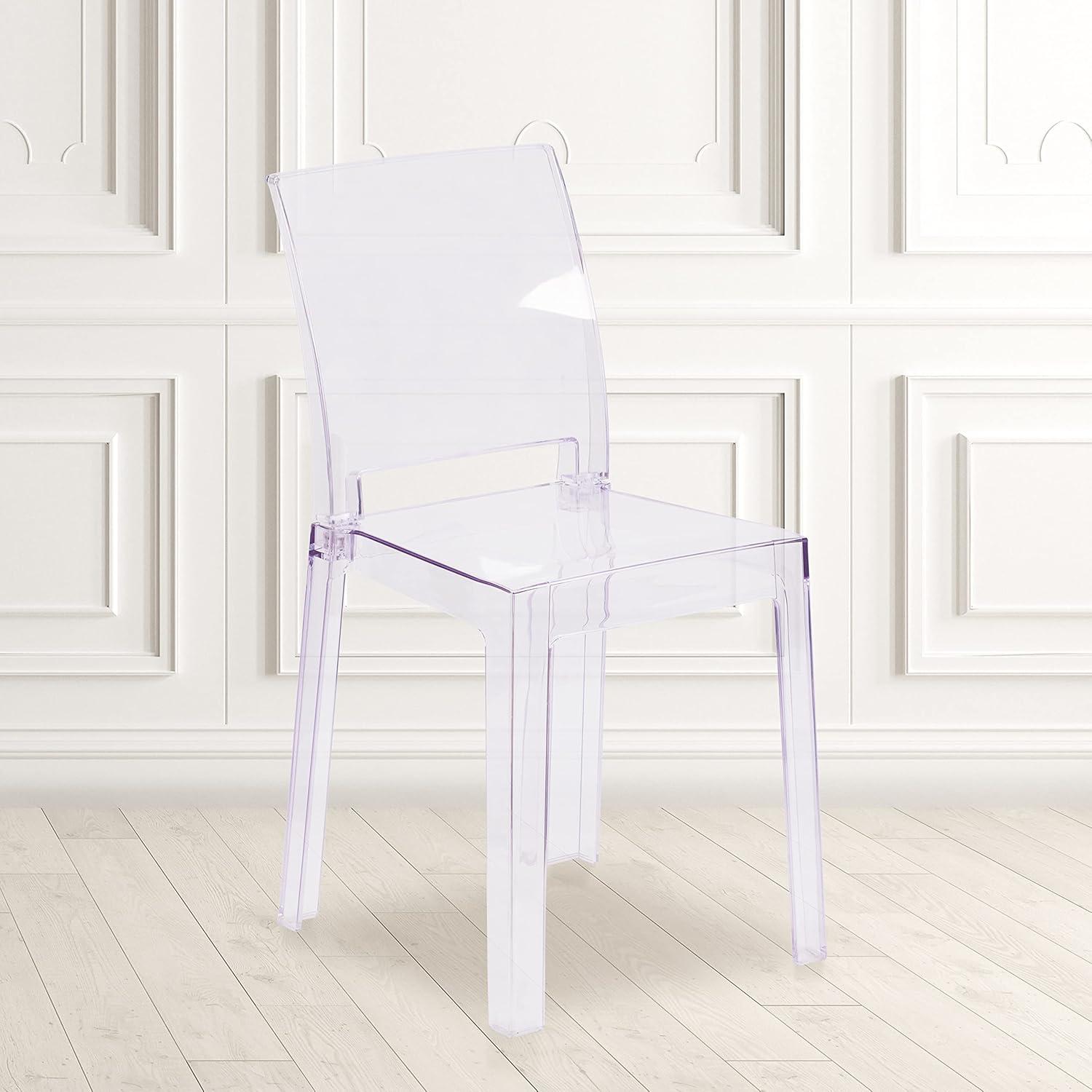 imageFlash Furniture Emilie Ghost Chair with Square Back in Transparent CrystalSet of 1